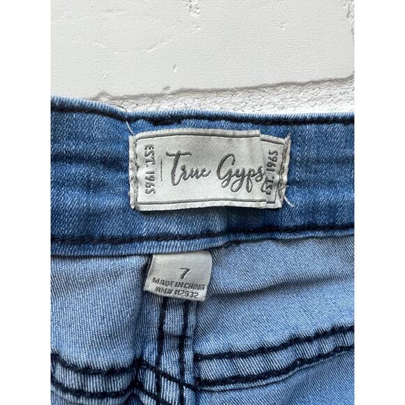 True Gypsy Star Print Light Wash Denim Cut Off Shorts- sz 7 juniors - Picture 6 of 7